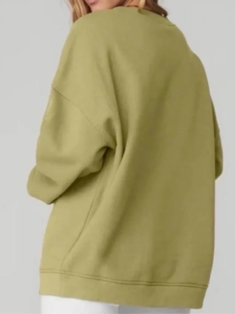 Alo Renown heavyweight crewneck sweatshirt women large oversized Olive green